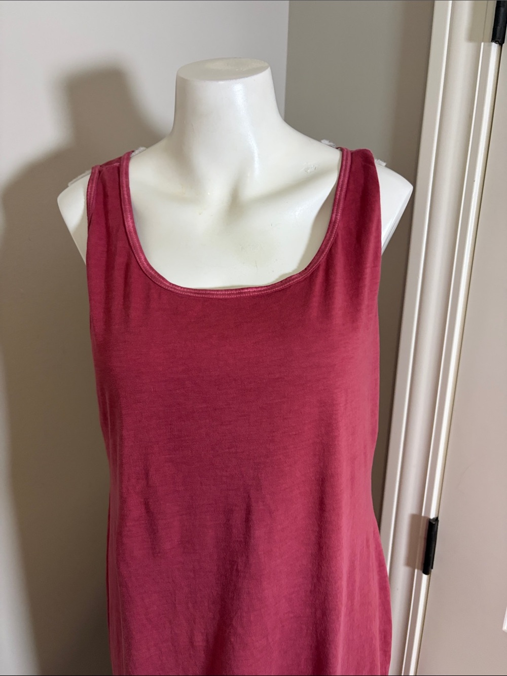 Peruvian Connection Pink Vintage Wash Tank Maxi Dress Pima Cotton Crewneck Sz L - Picture 3 of 8